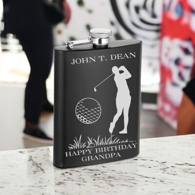 Urbalabs Personalized Golfer Flask Golf Accessories For Men Women Customized Groomsmen Gifts For Wedding Wedding Favors Laser Engraved 8oz - image7